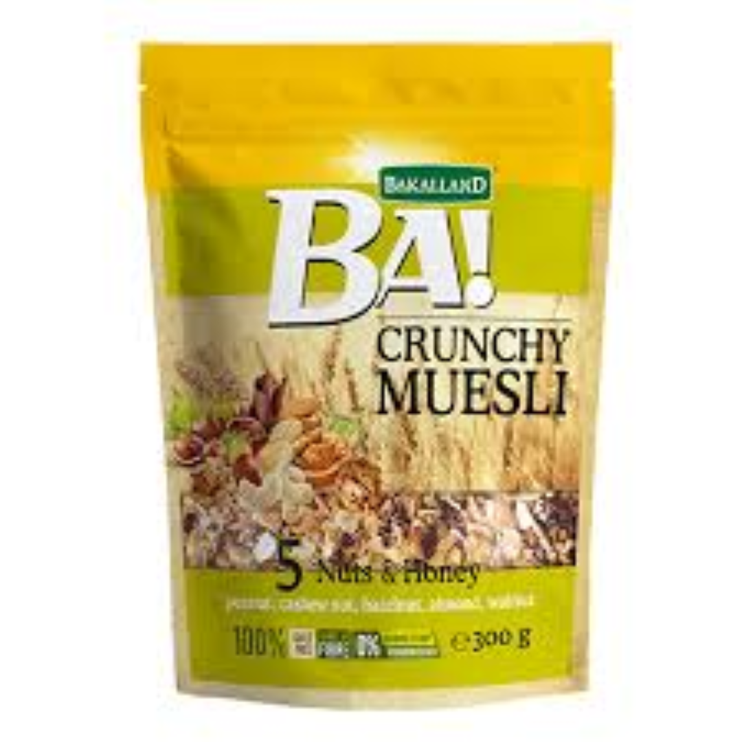 BAKALLAND BA CRUNCHY MUESLI 5 NUTS & HONEY 300G